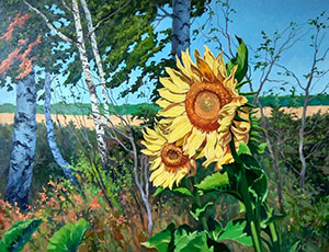 Sunflowers in the wind