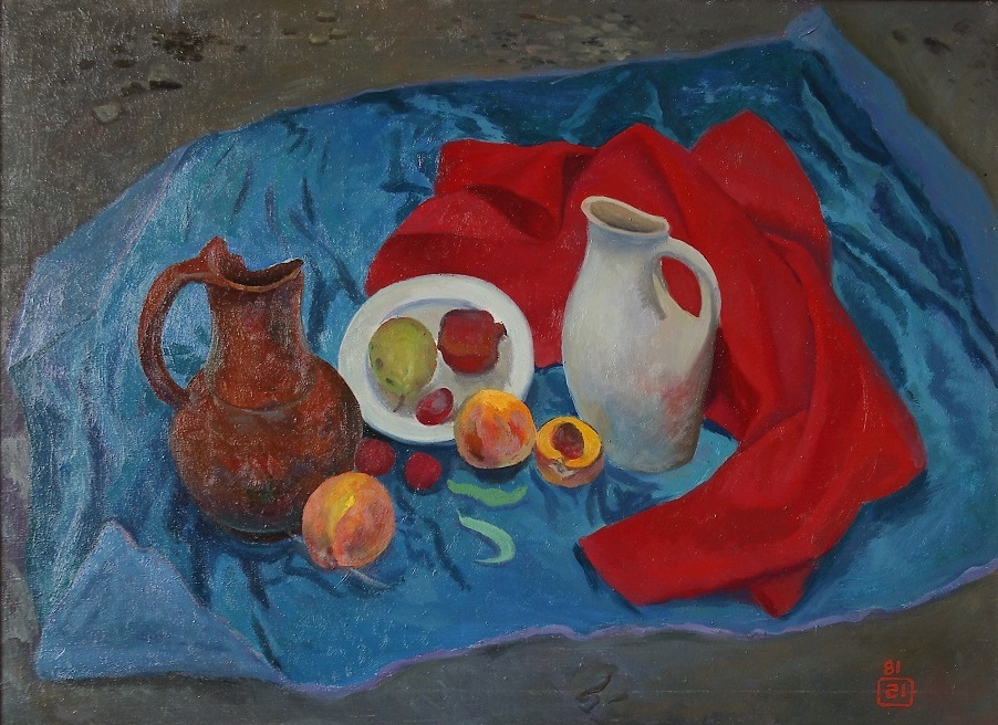 Still life with peaches and a jug, Moisey Li