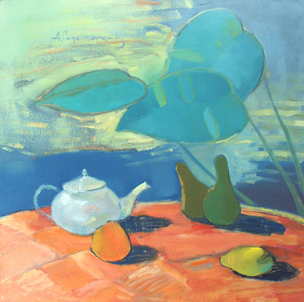 Still-life with the white teapot, Aleksander Sidelnikov