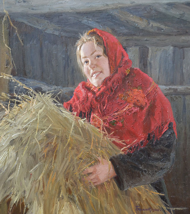 With an armful of hay, Evgeny Balakshin