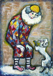Clown and poodle
