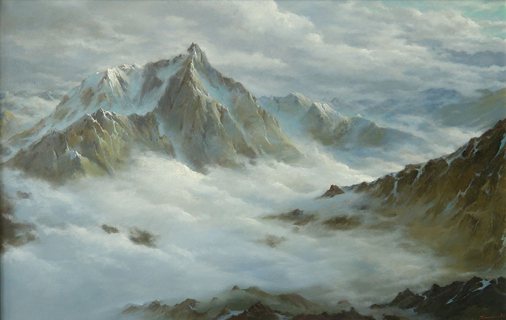 Clouds and mountains. The Dykhtau massif, George Dmitriev