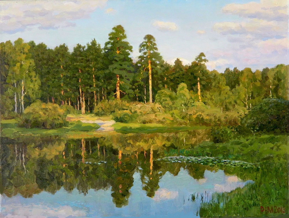 Май в Михалях, Рем Сайфульмулюков- картина, весна, лес, озеро, русская природа, реализм, пейзаж