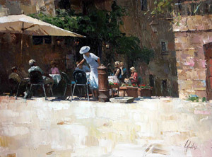 Summer cafe in San Gimignano. Italy (to order)