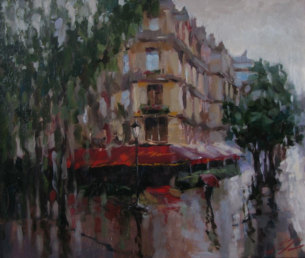Дождь за окном. Париж, Наталья Кахтюрина- Париж, дождь