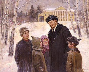 Lenin with children in the manor "Corki"
