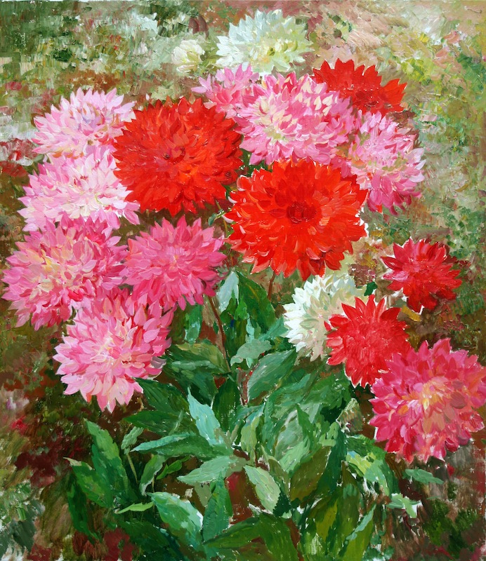 Красные цветы, Людмила Баландина- астры