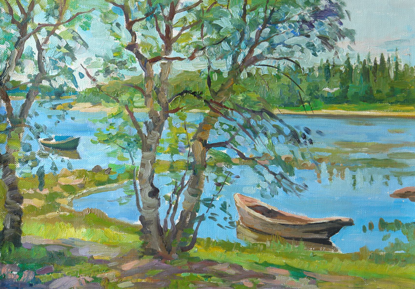 Landscape with boats, Sergey Samoilenko