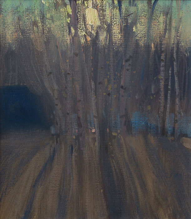 Evening sun, Bato Dugarzhapov- paintings birch grove in contre, impressionistic landscape