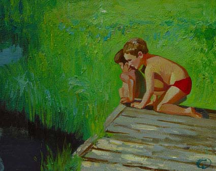 Children beside pond, Svetlana Demina