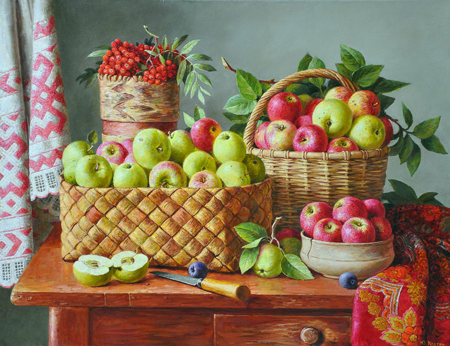 Натюрморт с яблоками, Юрий Кудрин