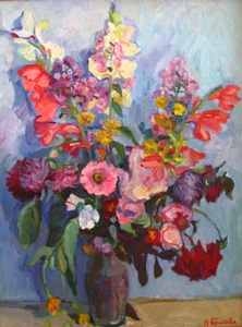 Bouquet on the blue