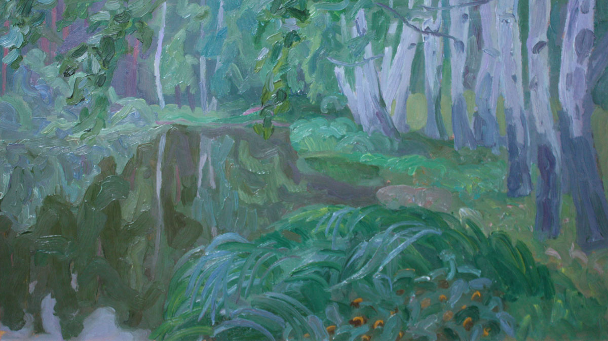 Birches near the pond, Viktor Popkov