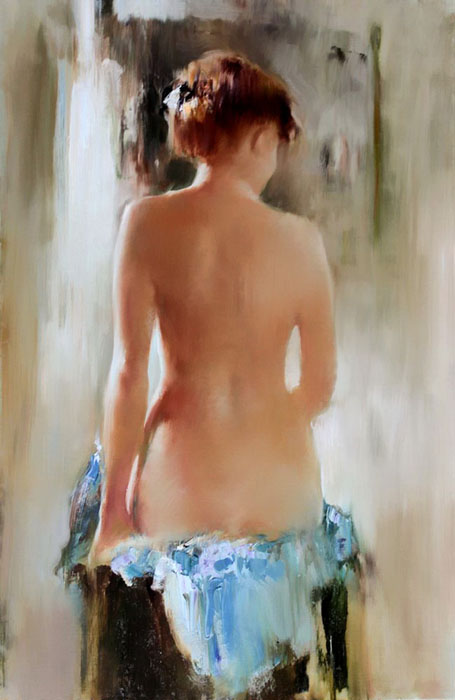 Nude model #2, Vitold Smukrovich- painting, beautiful female body, naked girl