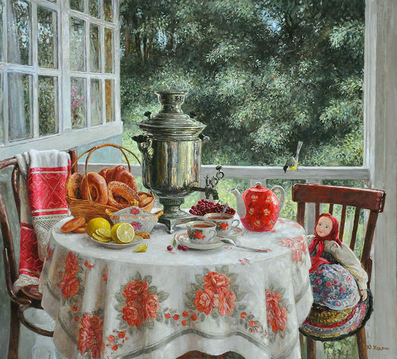 Tea drinking on the veranda, Yuri Kudrin