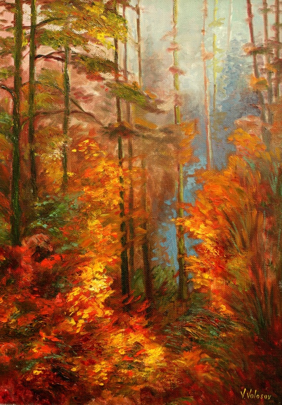 Landscape in red tones, Vladimir Volosov