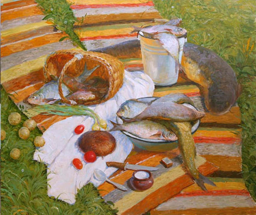 Натюрморт с рыбой, Николай Комаров