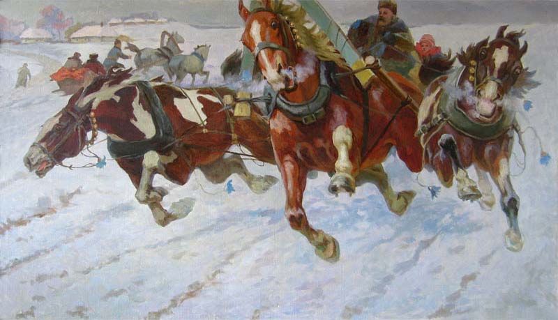 Samokish N.S. (1860-1944) "Three horses". The copy, Nikolai Pavlenko