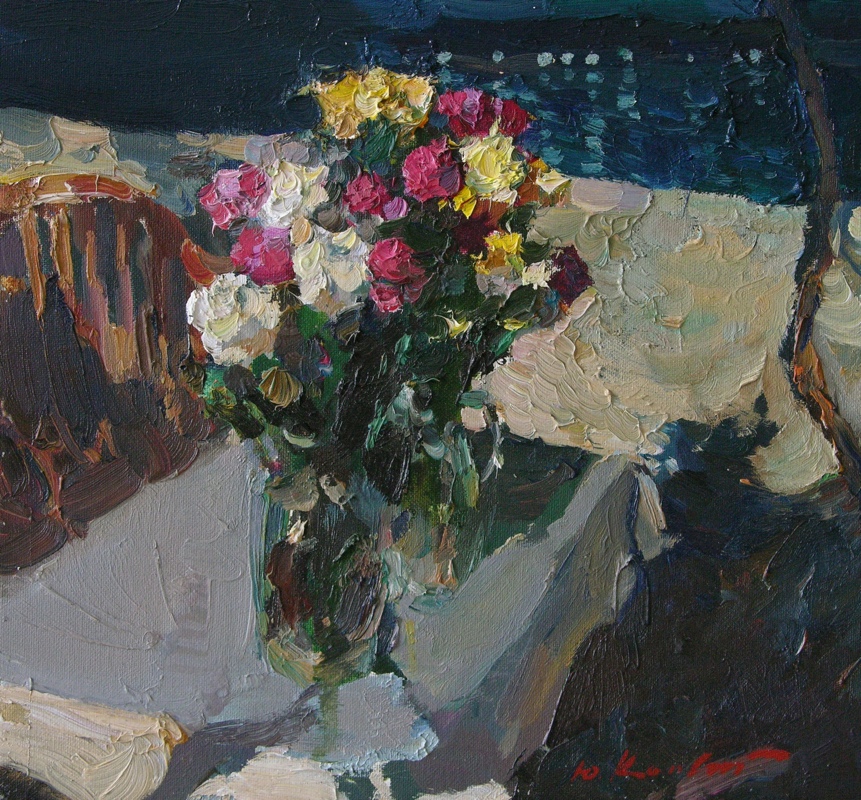 Flowers, sea, night, Yuri Konstantinov