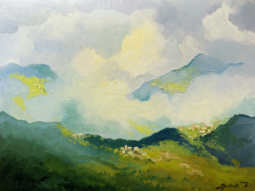 Clouds, Dmitry Yarovov- mountain landscape, Italy, impressionism