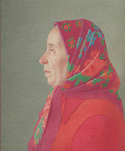 Portrait of the mother in red