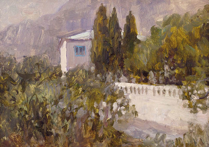 House with cypresses, Alexander Dolosov