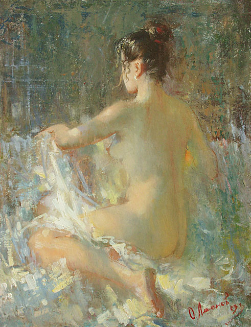 Студентка, Олег Леонов- картина, обнаженная девушка, молодое красивое тело, ню