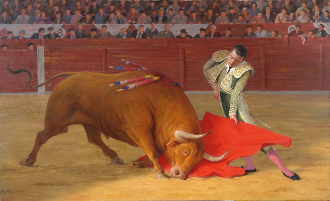 Поединок. Мадрид. Июнь-2014, Георгий Дмитриев- жанровая картина, Испания, коррида, тореадор, бой быков