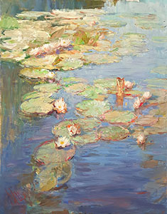 Water lilies floating on the water