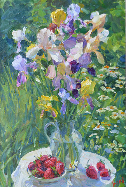 Still life with irises #1, Vladimir Gusev