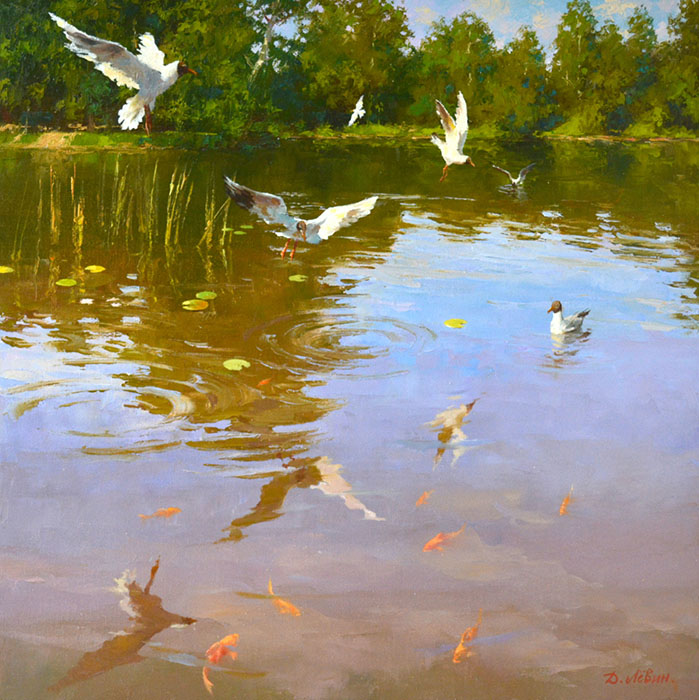Birds on the lake, Dmitry Levin