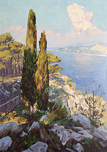 Capri. Cypress trees in Astarita Park