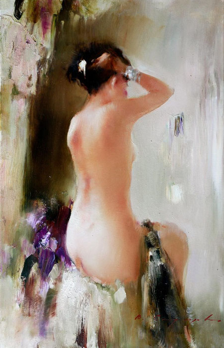 Nude model #3, Vitold Smukrovich- painting beautiful female body, naked girl