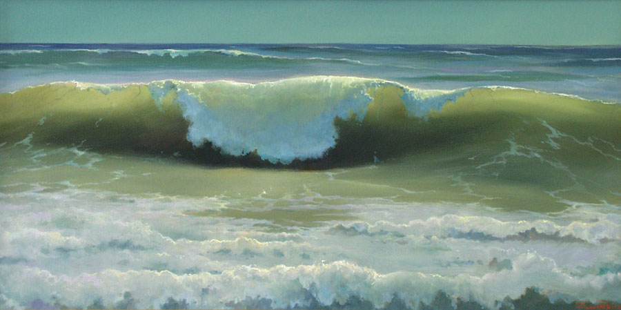 The wave, George Dmitriev- painting, surf the waves on the shore, seascape, realism