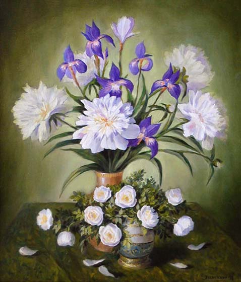 Peonies and irises, Arcady Zrazhevsky