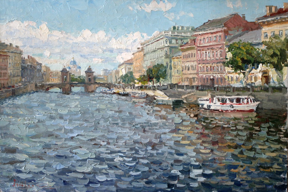 Fontanka. St. Petersburg, Sergei Lyakhovitch- impressionism modern painting, St. Petersburg