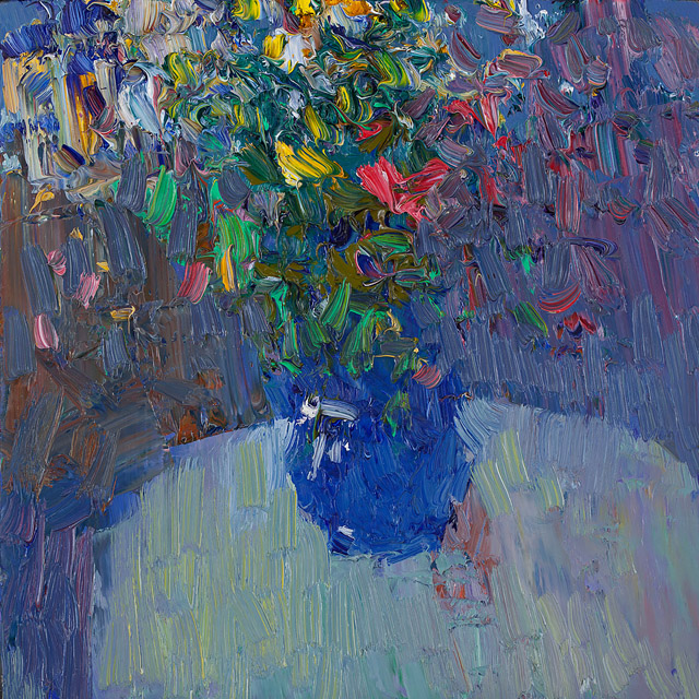 Flowers in the dark blue vase, Peter Bezrukov