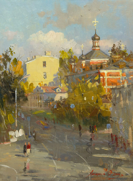 Moscow. Rojdestvensky monastery, Oleg Leonov- painting, cityscape, the streets of Moscow, the monastery