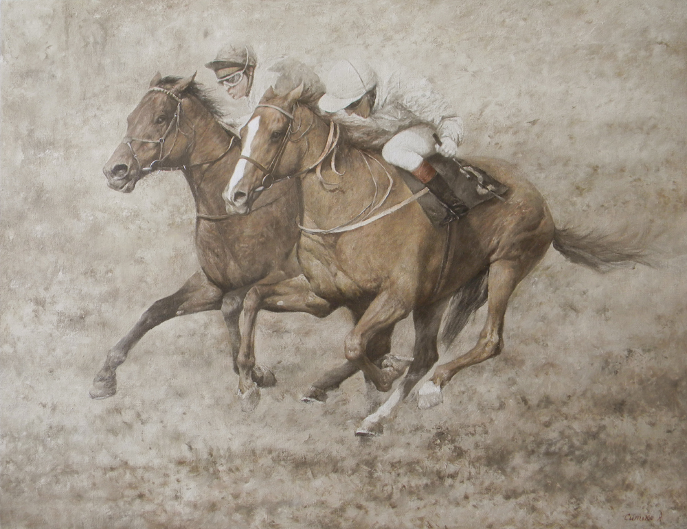 "Derby", "Scandinavian series", Andrey Sitsko- painting, racetrack, horse racing, competition, running