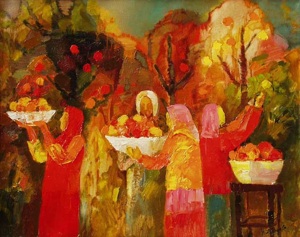 Gathering of apples