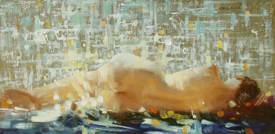 Nude, Oleg Leonov- painting, naked girl, beautiful female body, nude