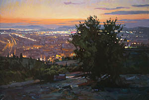 Athens and Piraeus from Mount Filopappa in the evening