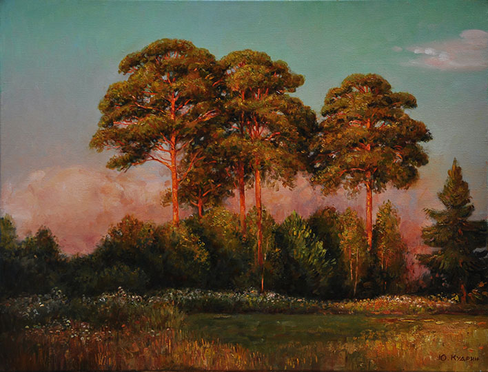 Pines, illuminated by the sun, Yuri Kudrin