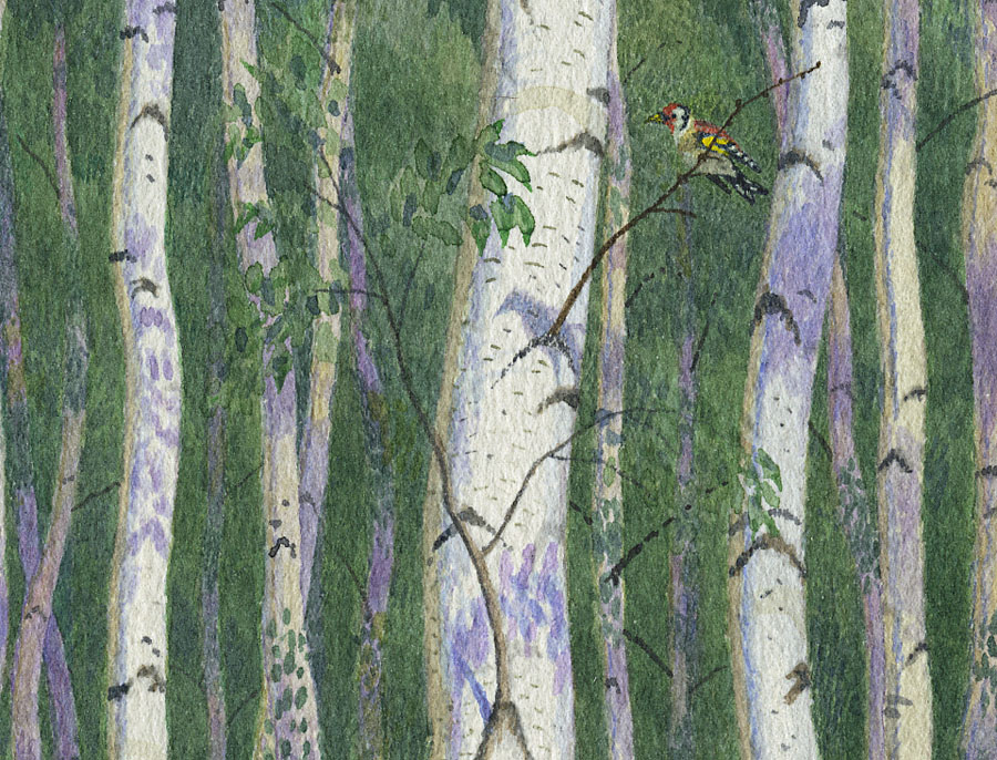 Russian forest Fragment 4x6 cm, Alexsandr Mukhin-Cheboksarsky