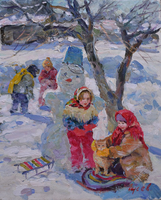 Children on a walk, Vladimir Gusev