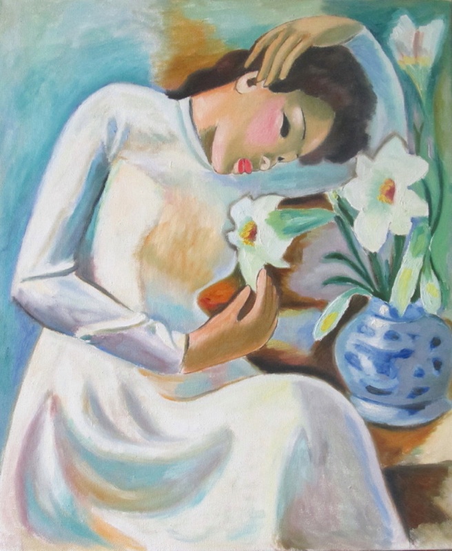 With lilies (by motive of To-ngoc-Van), Dmitri Pavlov