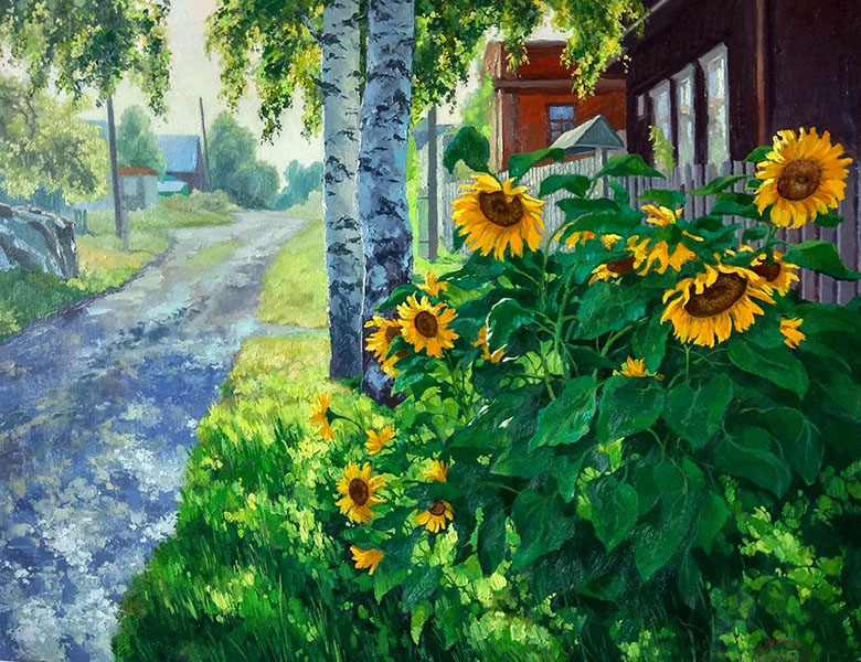 Sunflowers on the street, Mikhail Brovkin