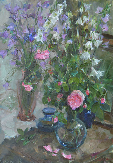 Roses and bells flowers, Elena Salnikova