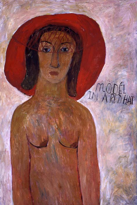 The model in a red hat, Olga Schurina