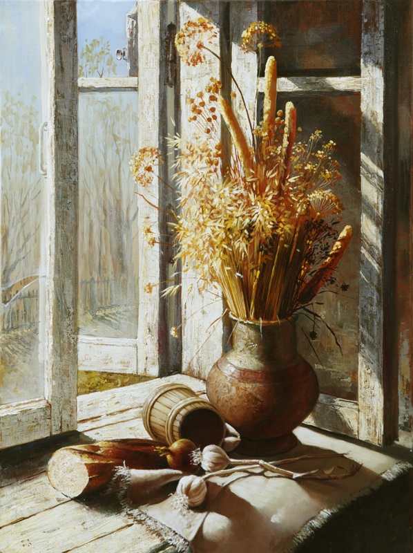 Remembrance about summer (to order), Dmitri Annenkov- still life and landscape, dry wildflowers, broken glass